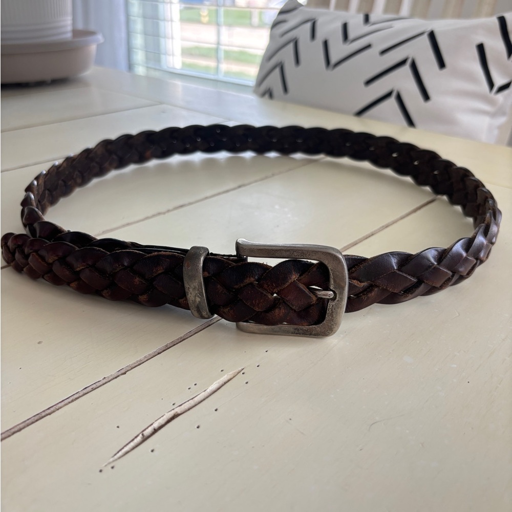 County Seat Braided Leather Belt Mens 34 Brown Woven Genuine Leather Retro